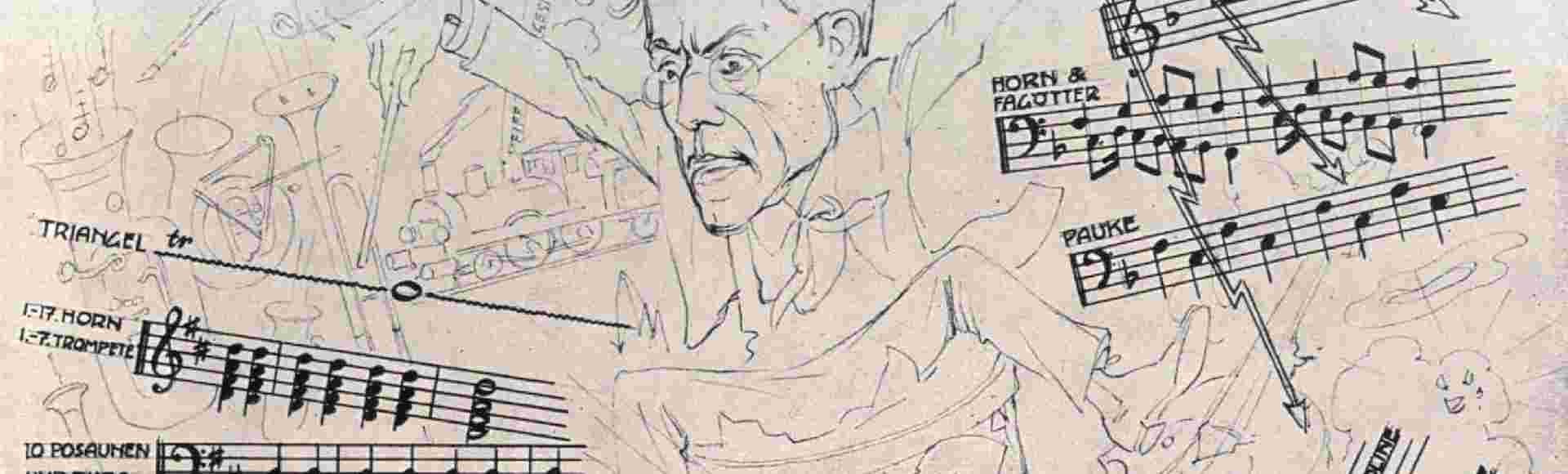 A satirical portrait of Gustav Mahler.