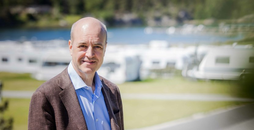 Visitas ordförande Fredrik Reinfeldt. Foto: Kristina Gillerstedt.