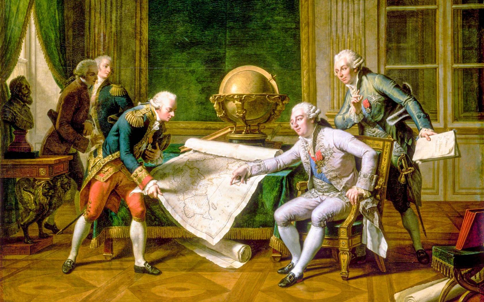 Louis XVI giving expedition instructions to La Perouse.