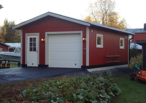Pedestrian door and garage door adjacent with side windows