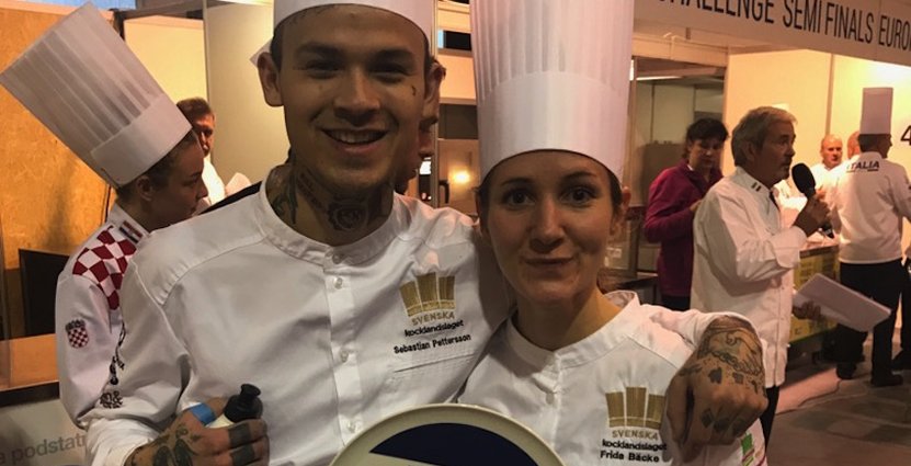 Sebastian Petterson och Frida Bäcke vann helgens deltävling i Global Pastry Chef i Prag. 