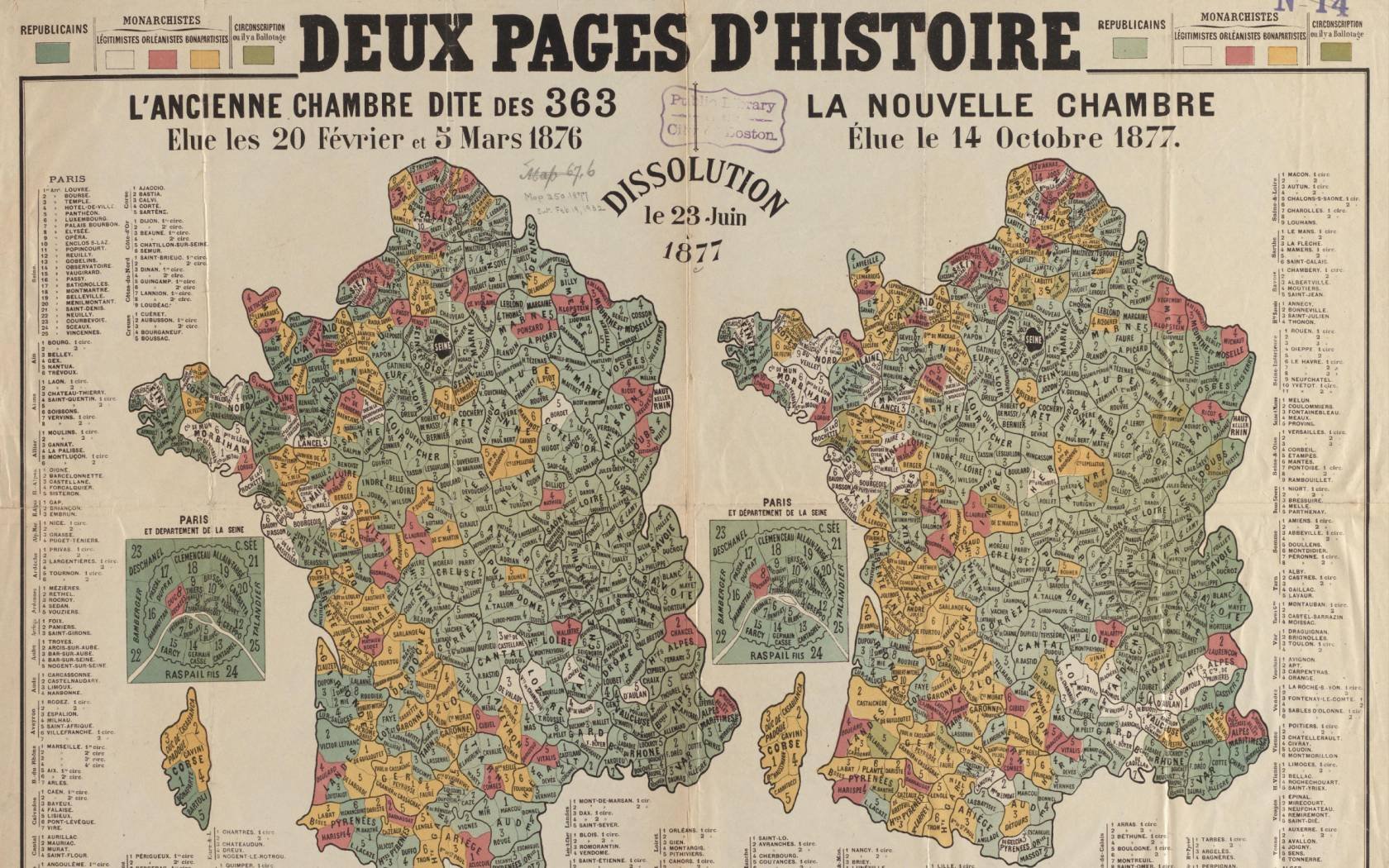 A newspaper French election results in the late 19th century.