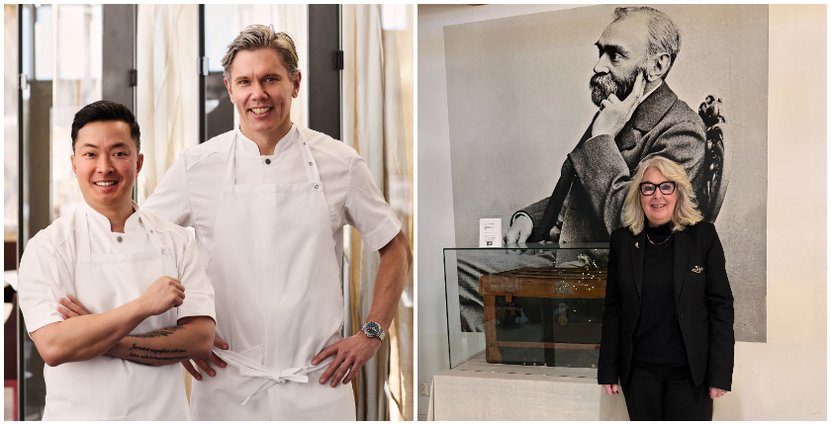 FOTO: Dan Lepp Nobelkockarna från AIRA samt Renée Fredriksson, Hotell Alfred Nobel.