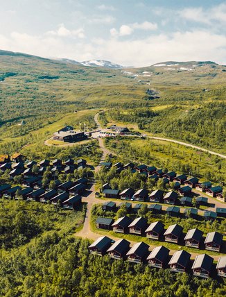 flygbild &ouml;ver Bj&ouml;rkliden fj&auml;llby en solig sommardag