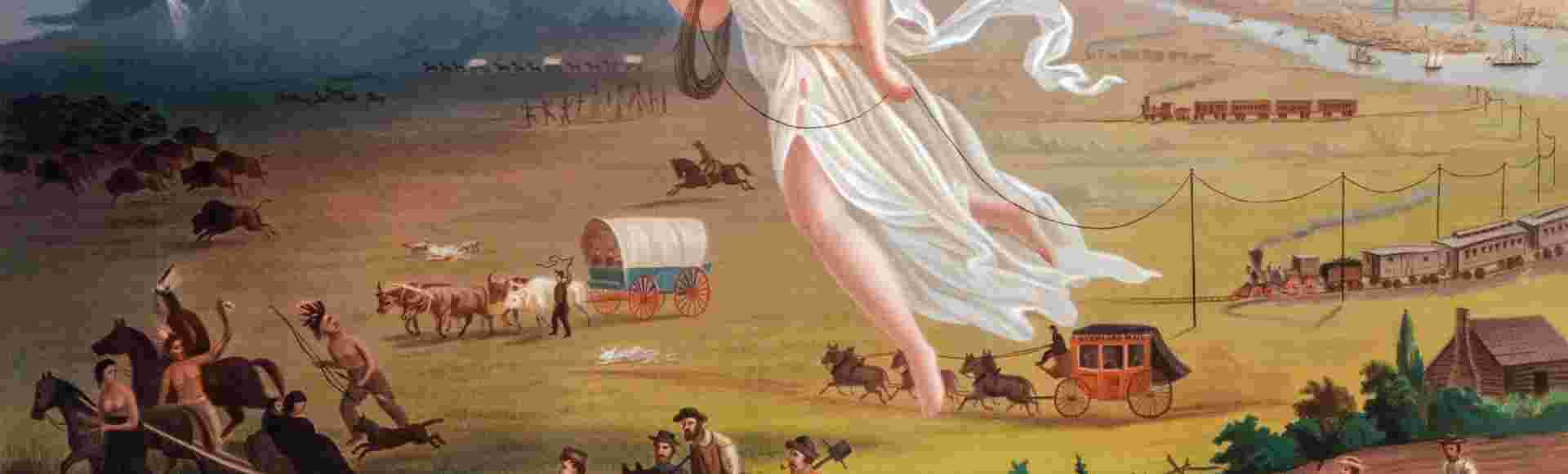 'American Progress' (1872) by John Gast, a visual allegory of the concept of 'Manifest Destiny'. Credit: Akademie