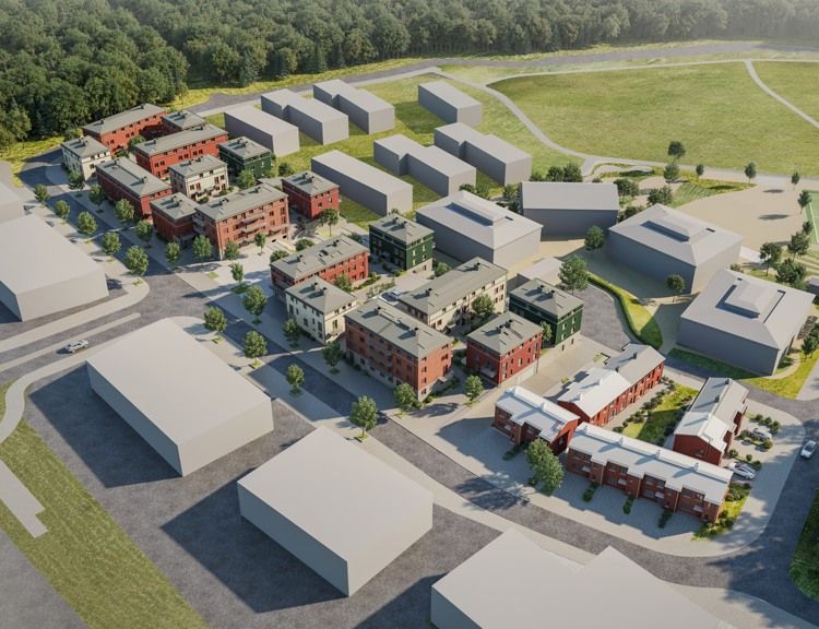 Skiss över Hebas hyreslägenheter Smedjan i Källberga