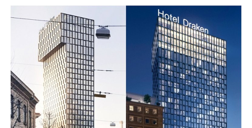 Kostnadskalkylen sprack för det planerade<br />
 Hotell Draken vid Folkets Hus i Göteborg. Foto: Erséus Arkitekter/Tomorrow Visualisation