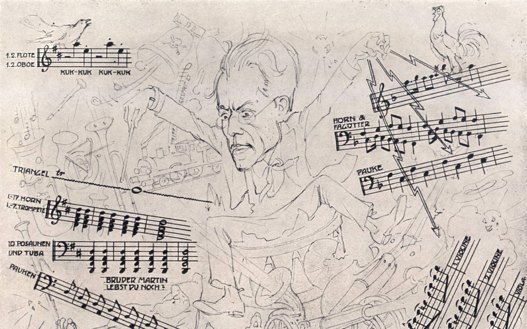 A satirical portrait of Gustav Mahler.