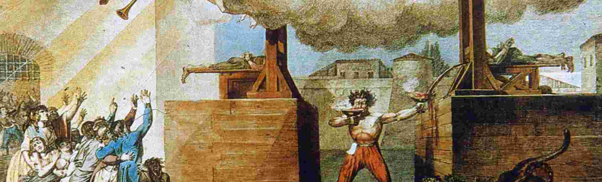 The two French Revolutions. A contemporary engraving after Louis Lafitte.