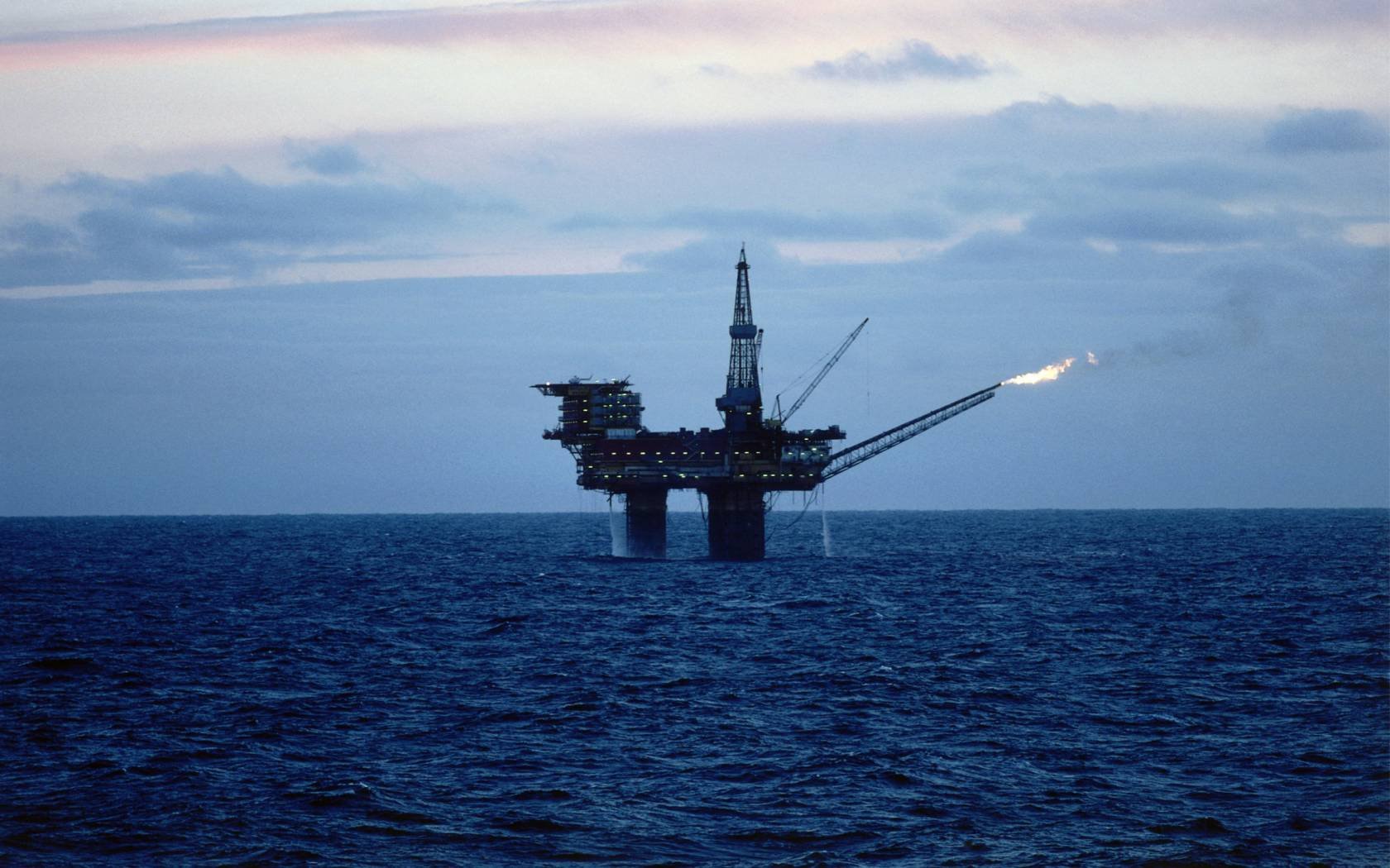 An oil drilling platform off the eastern coast of Scotland, 1978.