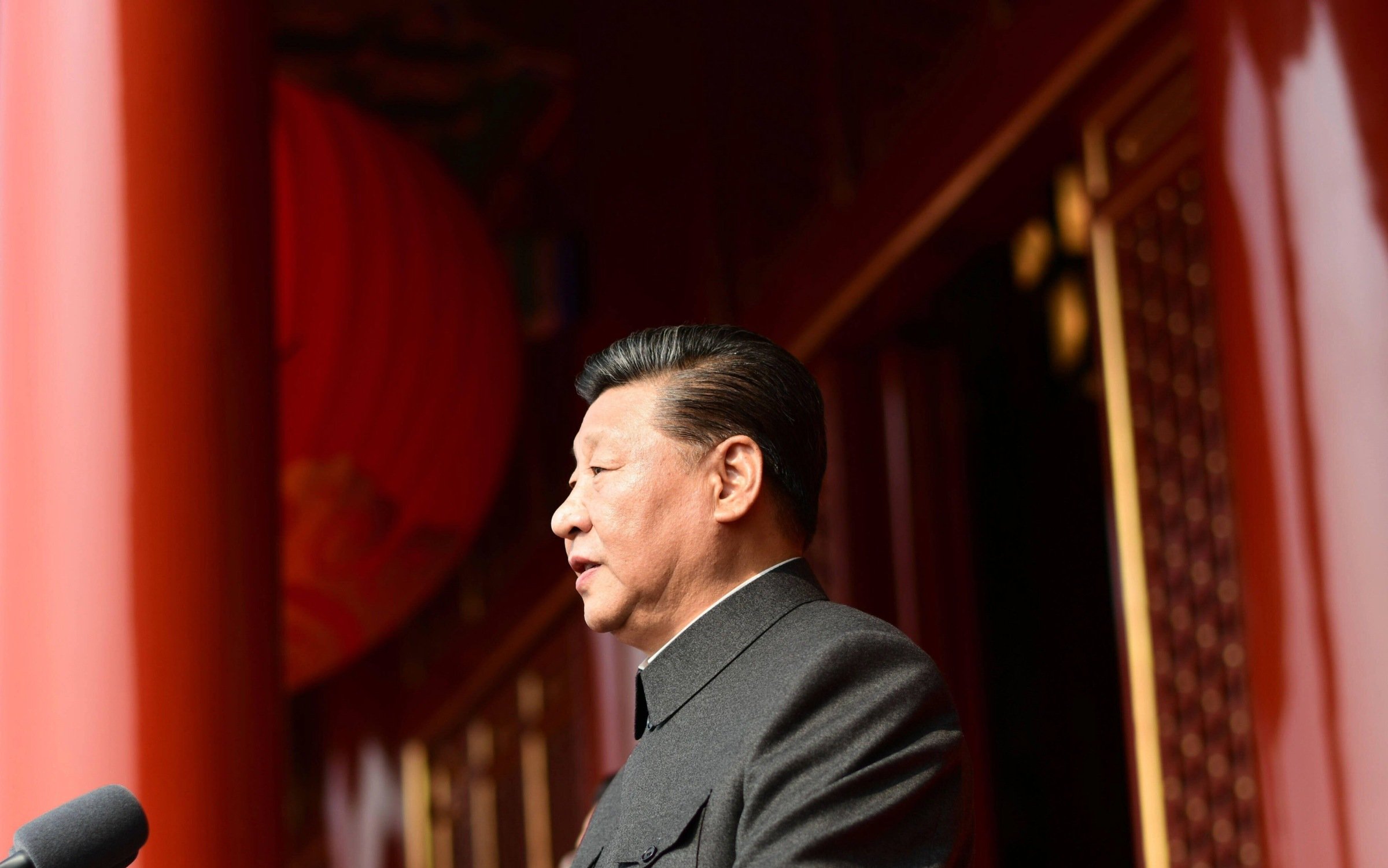 Chinese President Xi Jinping delivers a speech in Tiananmen Square in Beijing on 1 October, 2019