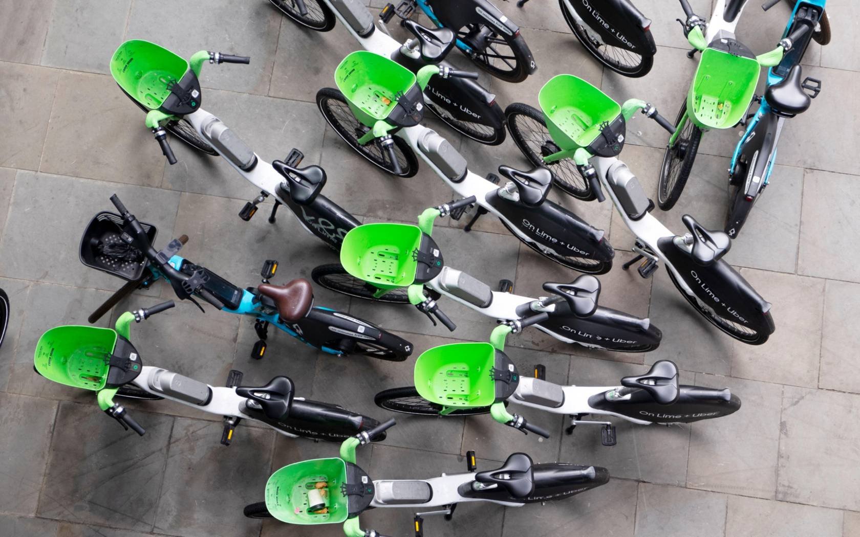 Lime bikes in London.