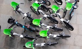 Lime bikes in London.