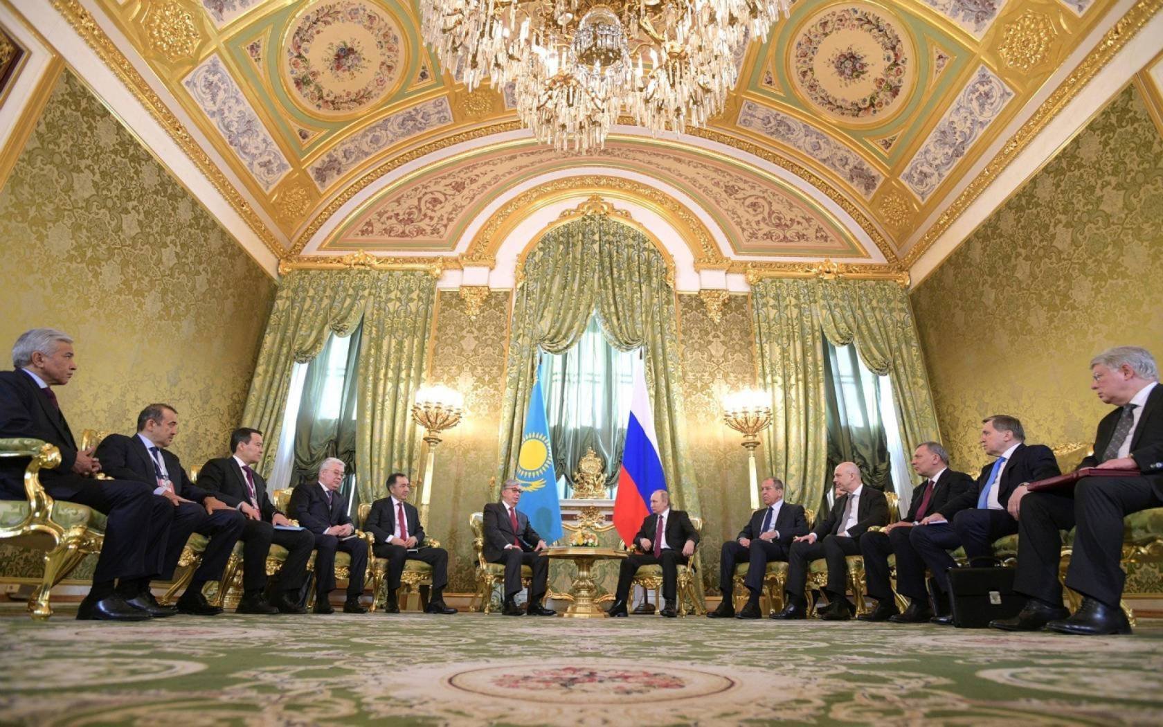 Russian President Vladimir Putin during a bilateral meeting with Kazakh interim President Kassym-Jomart Tokayev at the Kremlin April 3, 2019.