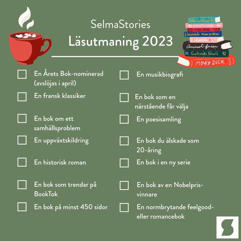 Anta SelmaStories läsutmaning för 2023
