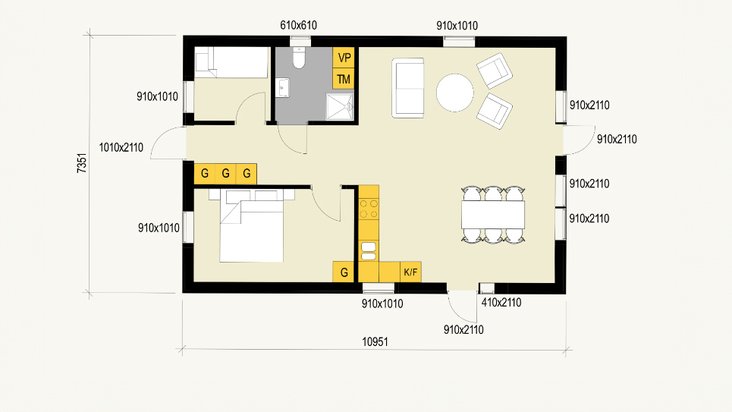 Planlösning till Strandhuset
