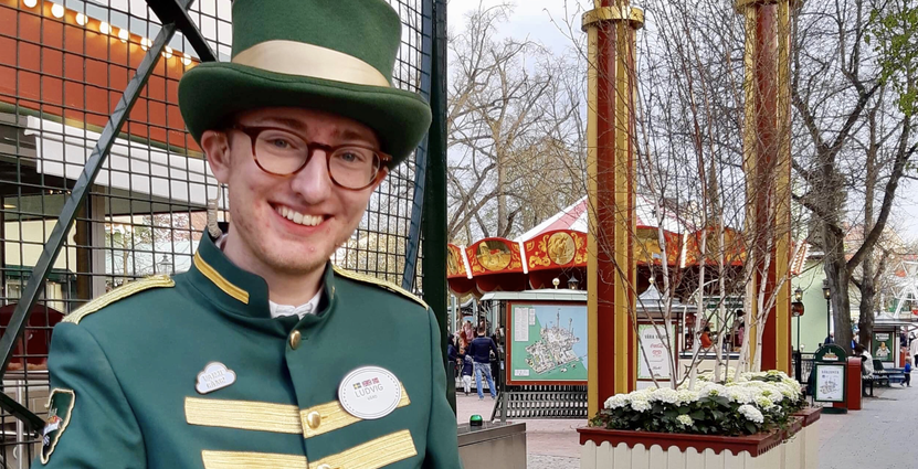 Ludvig Falkman på sin post på Gröna Lund. Foto: Privat