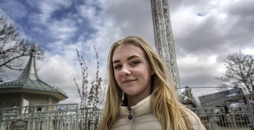 Teståkaren Lykke Eriksson, 14, tyckte det var läskigt och väldigt nervöst i nya attraktionen. 