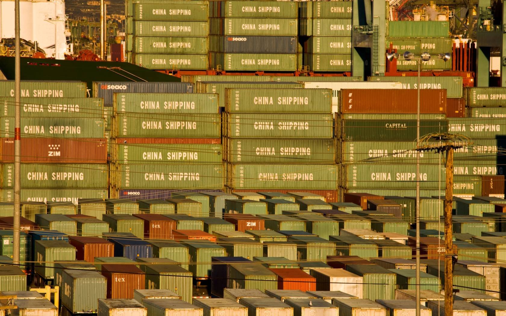 Shipping Containers at the Los Angeles Harbor.