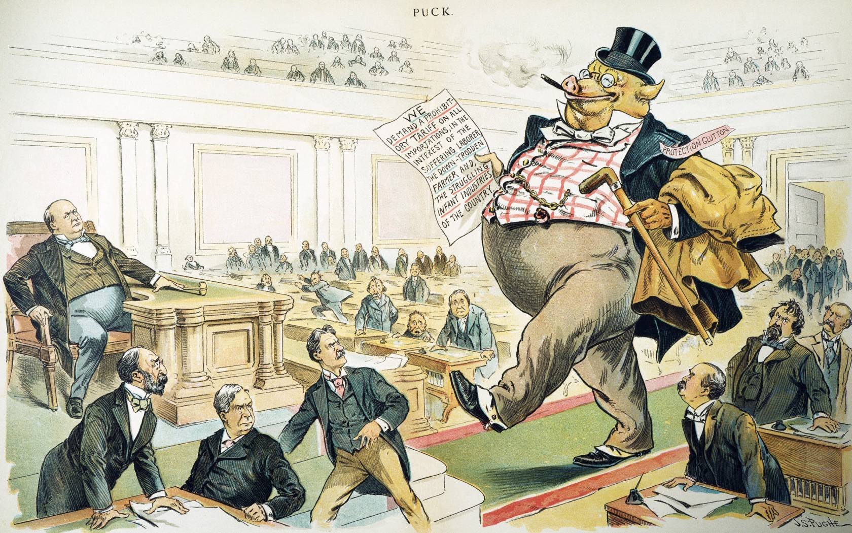 William McKinley's victory in the 1896 election boosts the case for protective tariffs .