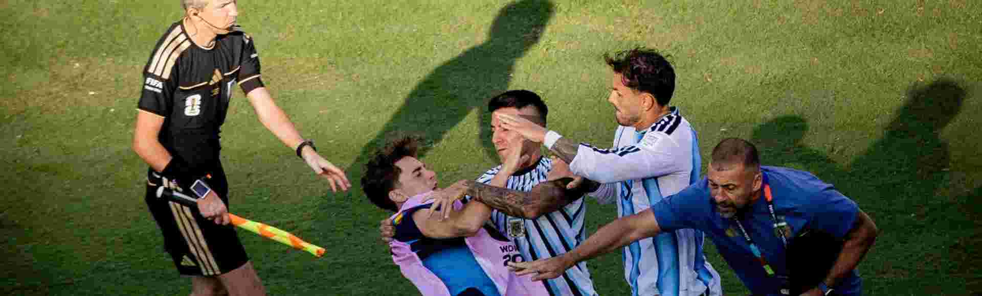 A fight between Argentina and Spain after the world cup final.