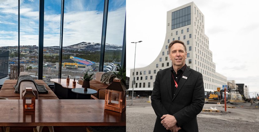 Många gäster tycker att det är häftigt att de kan se stadsomvandlingen precis utanför fönstren, enligt Peter Salomonsson, hotelldirektör för Scandic Kiruna. Foto: Johan Ylitalo