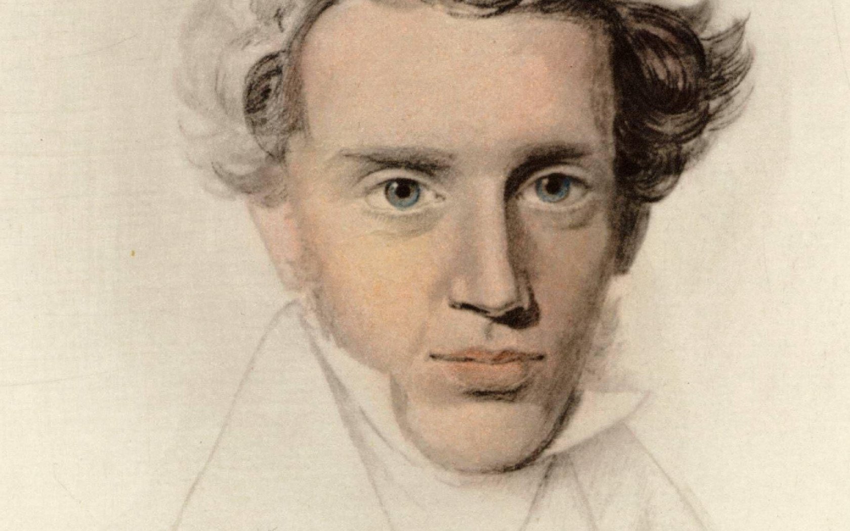 A portrait of Sören Kierkegaard (1813-1855).