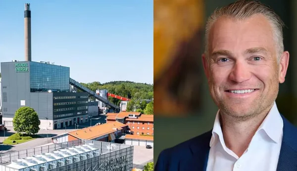 Kollage med Mölndal energis kraftvärmeverk och profilbild på Jesper Jacquet.