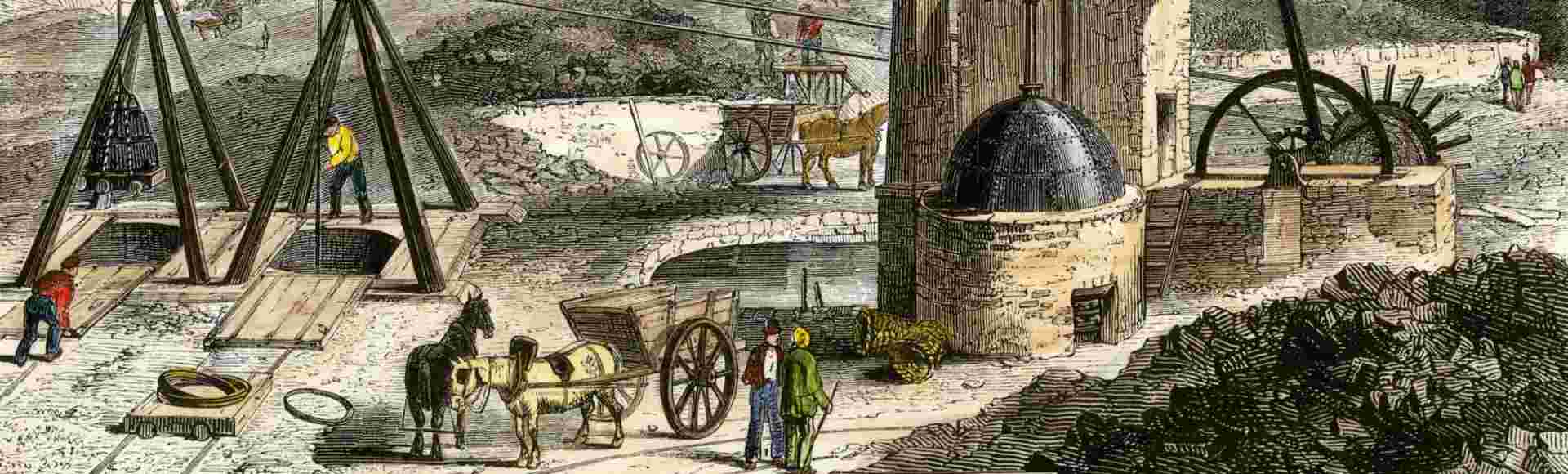 An engine drawing coal in the Staffordshire mines.