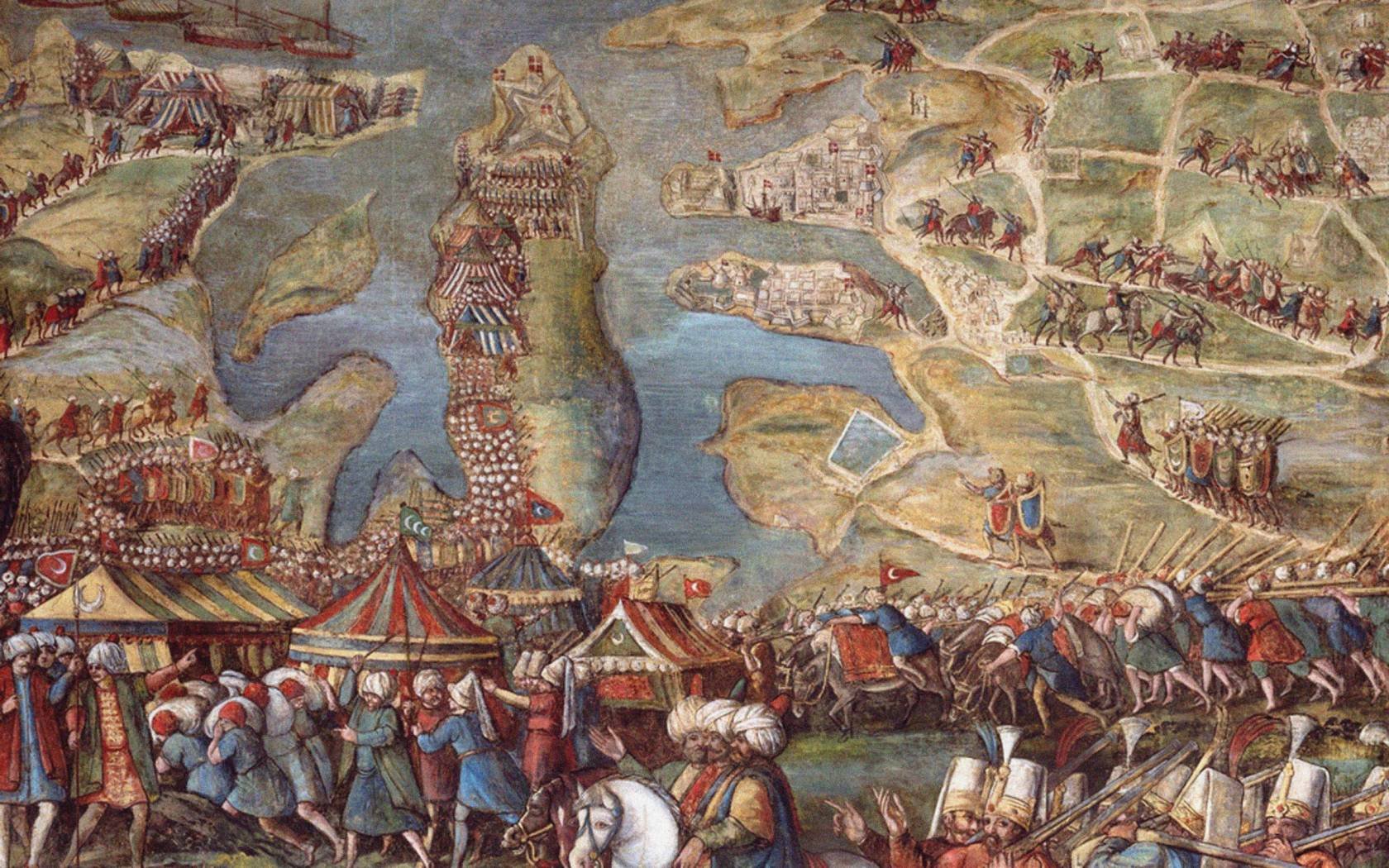 A detail from the frieze, the Siege of Malta.