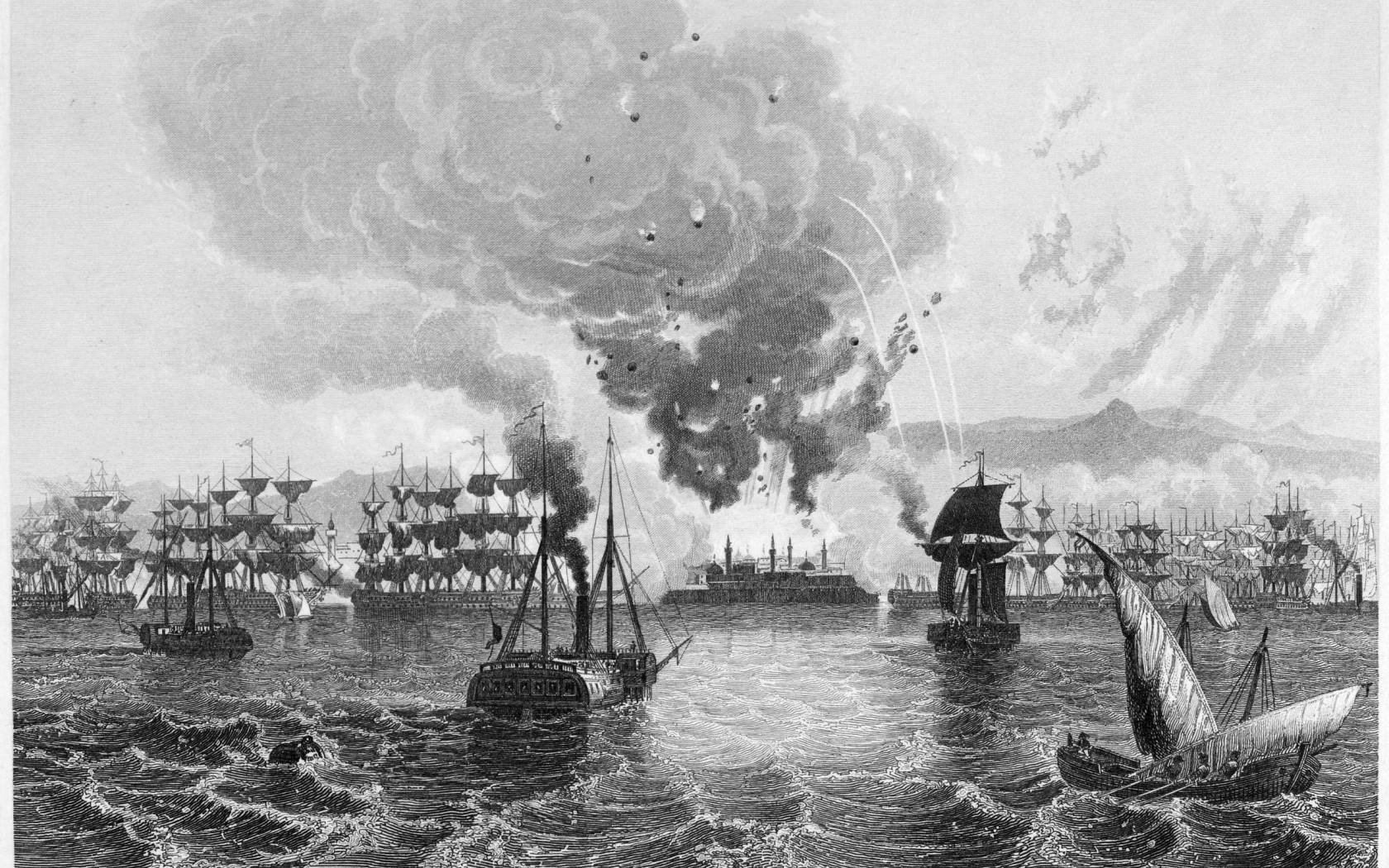 The bombardment of Acre during the Oriental Crisis of 1840.