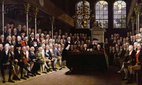 William Pitt the Younger and the British House of Commons in c. 1793-1794. Oil on canvas by Anton Hickel
