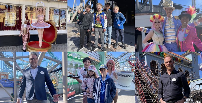 Invigning med ballerina, Christoffer, Jack, Joel och Otto från 4B. Akrobater och dansare.<br />
Vd Magnus Widell, förskoleklassarna Miranda och Henry, Christer Fogelmarck, koncernchef för Parks och Resorts  