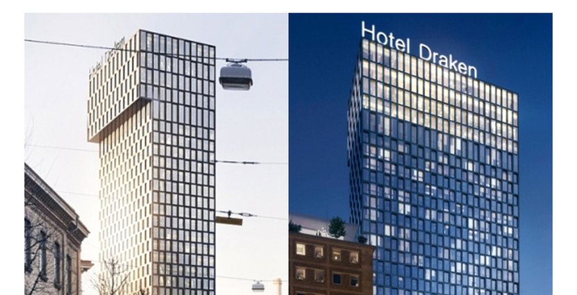 Kostnadskalkylen sprack för det planerade<br />
 Hotell Draken vid Folkets Hus i Göteborg. Foto: Erséus Arkitekter/Tomorrow Visualisation