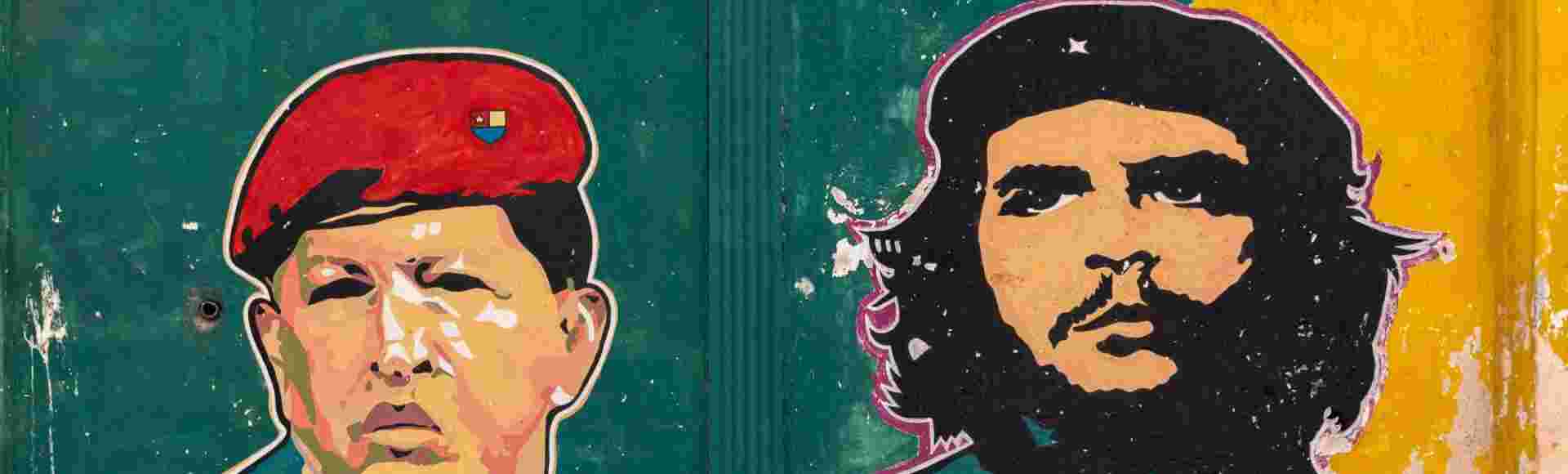 Wall painting of Che Guevara and Hugo Chavez in Havana, Cuba.