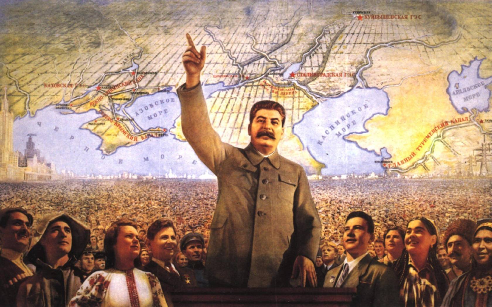 A poster celebrating Stalin at the Russian State Library, Moscow.