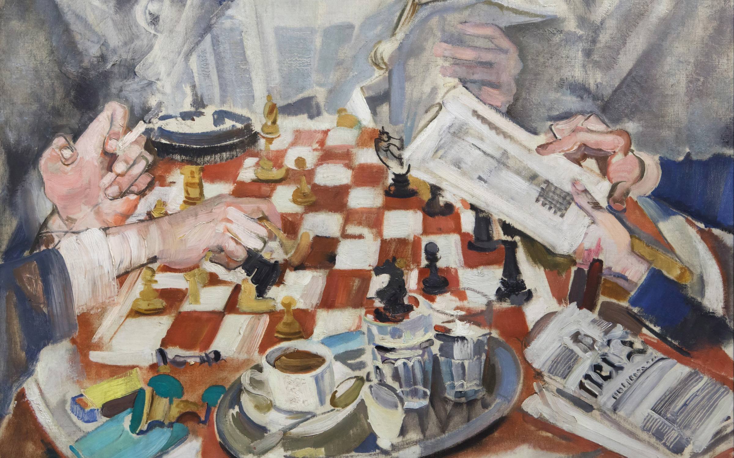 'The Chess Match' (c. 1925-1930) by Austrian expressionist painter Max Oppenheimer.