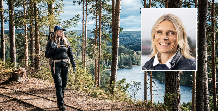 Vandring vid Nämforsen. Mia Karlsson, vd Höga Kusten Destinationsutveckling, ser fram emot att fortsätta diskussionerna med sydkoreanska hotelljätten Sono Group. Foto: Linda Åkerberg/Ludwig Arnlund