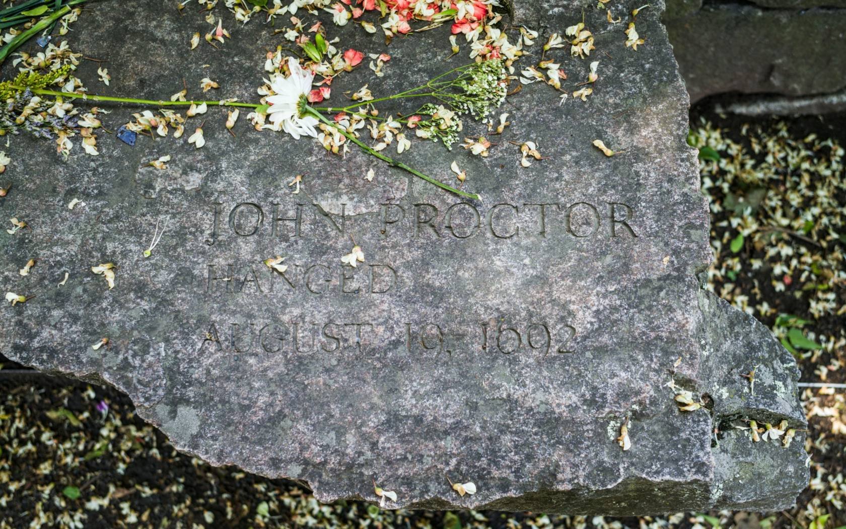 A memorial to John Procter, one of the victims of the Salem Witch Trials.
