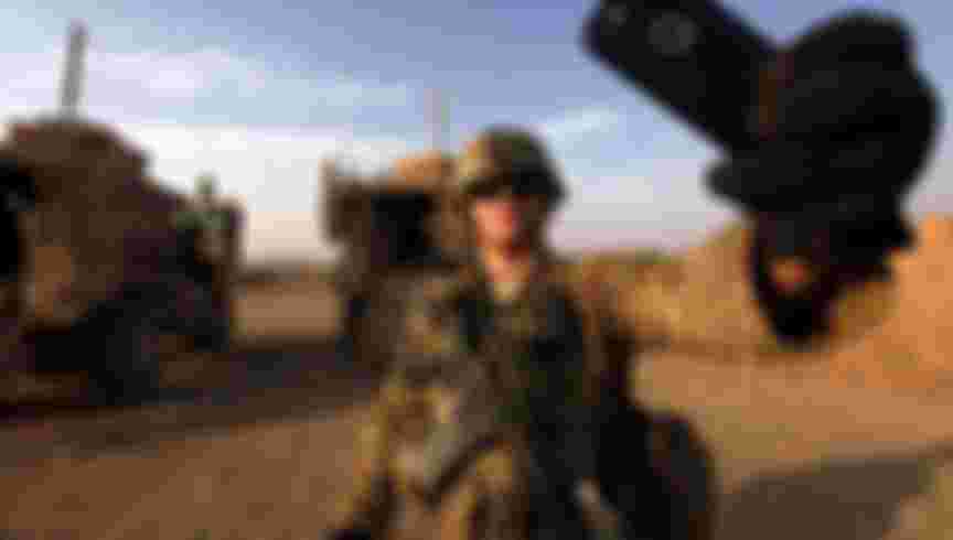 An American soldier takes a selfie at the U.S. army base in Qayyara, south of Mosul. Credit: REUTERS/Alaa Al-Marjani