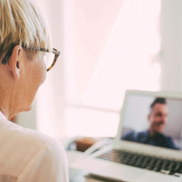 Woman having a video conference call