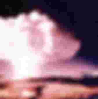 A photograph of nuclear testing at Pacific Island test sites.