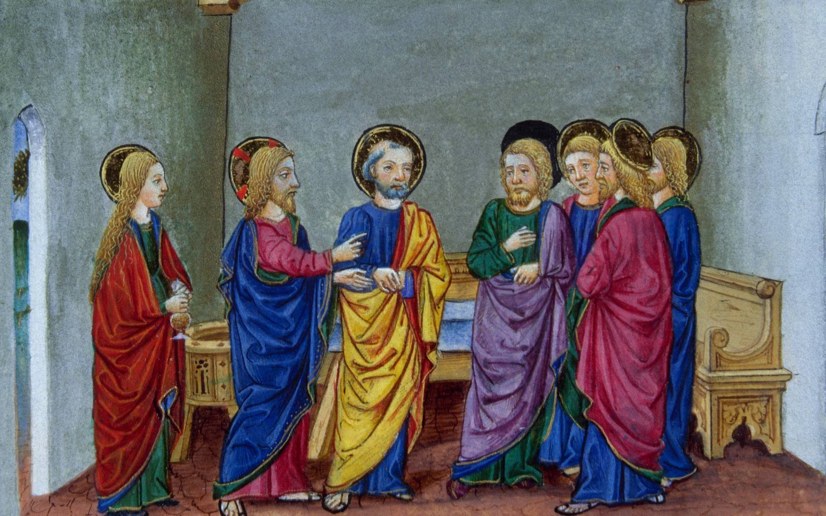 Jesus in the house of Simon the leper in Bethany.