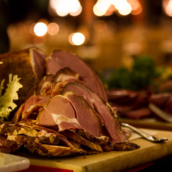 Cold-cut reindeer on the Christmas table in Björkliden