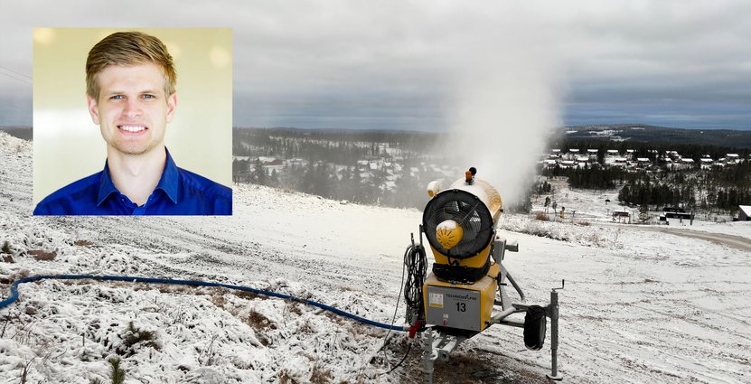 Anton Renström, platschef för teknik i Branäs som har har fördubblat antalet automatiska snökanoner. 