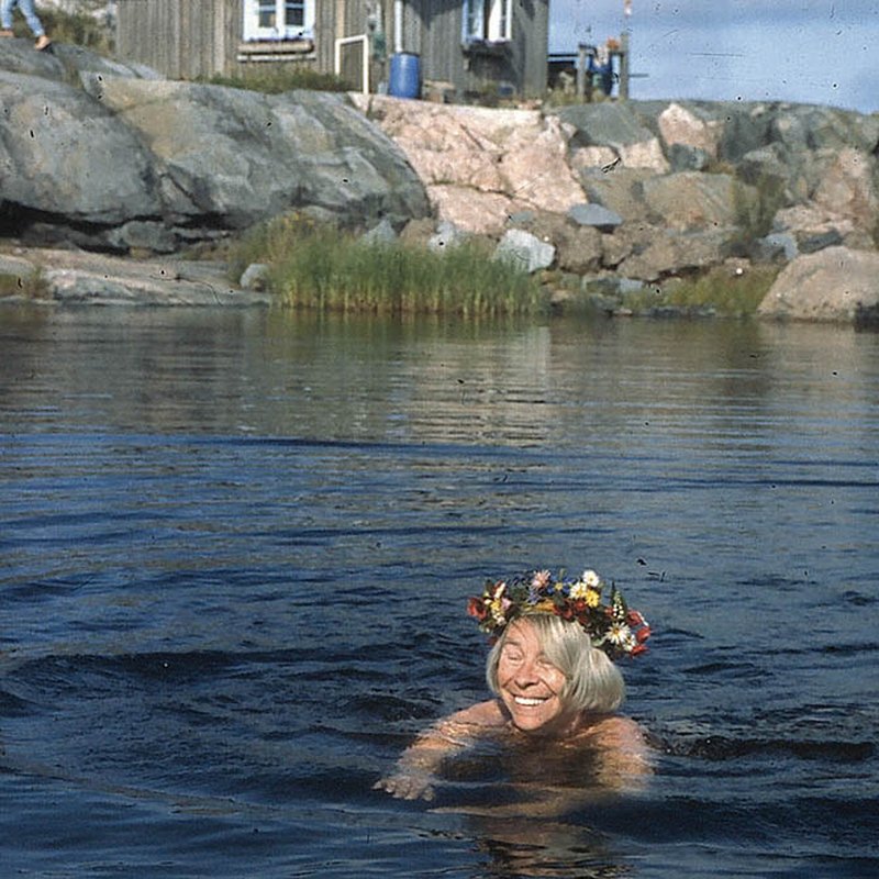 Med Tove Janssons brorsdotter Sophia på Klovharun: 