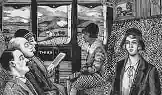 Tirzah Garwood&#039;s Train Journey, a wood engraving from 1929.