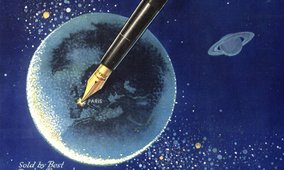 An advert for a Waterman fountain pen.
