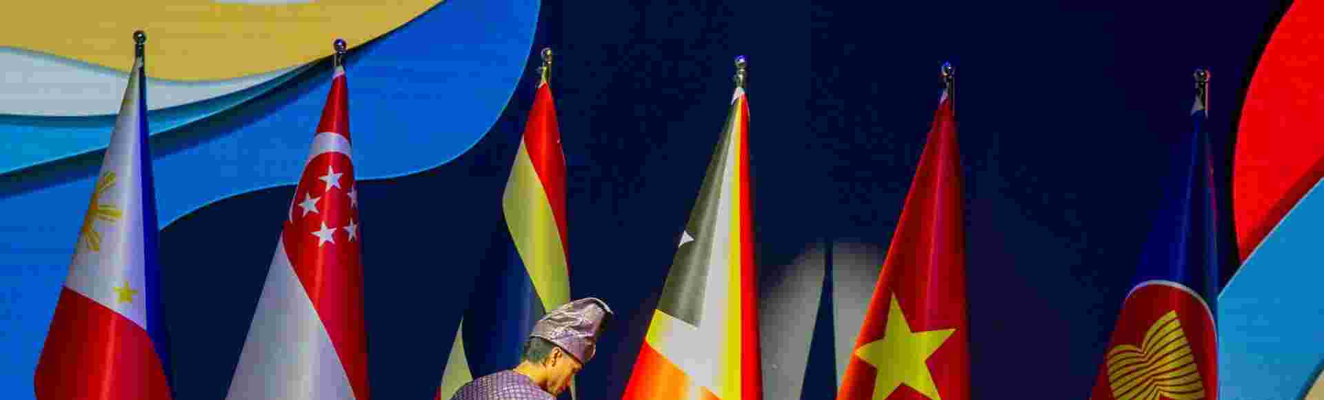 The Timor-Leste flag being installed at ASEAN.