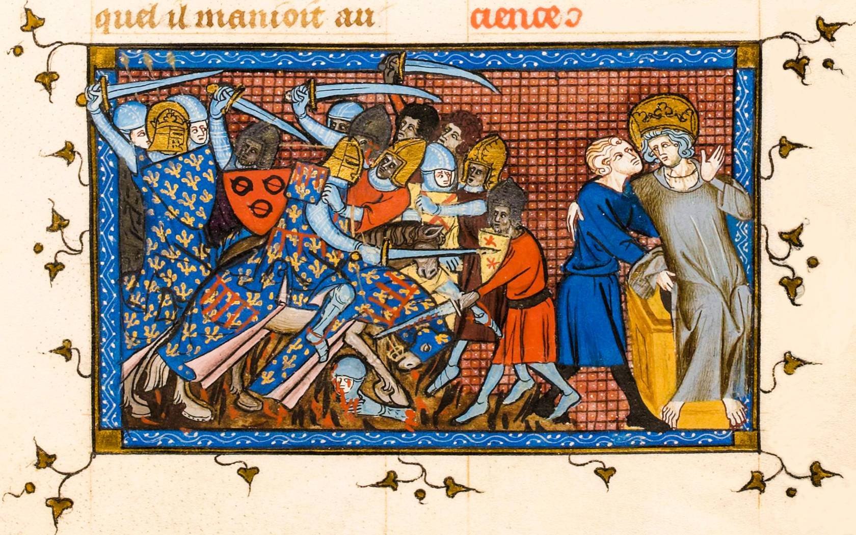 Knights Templar Crusades: Battle of Al Mansurah, illuminated manuscript, circa 133